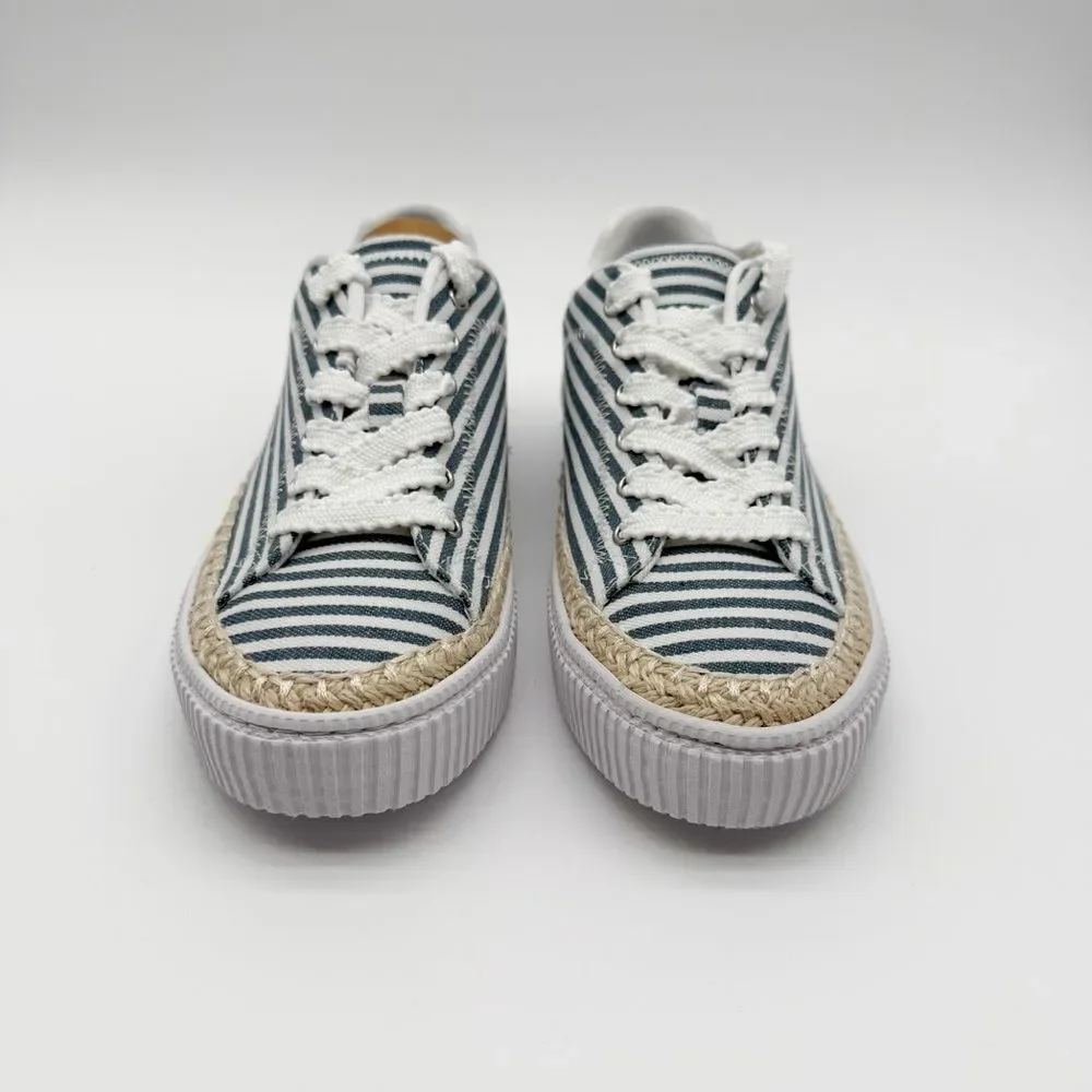 Marc Fisher Spryng Stripe Canvas Lace Up Sneaker Blue White Casual 10 NEW - Picture 5 of 16
